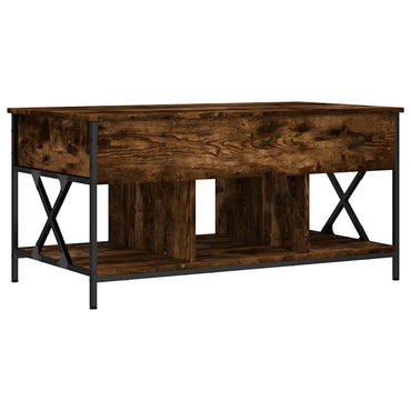 vidaXL Table basse en chêne fumé 100x55x50 cm en bois d'ingénierie et métal