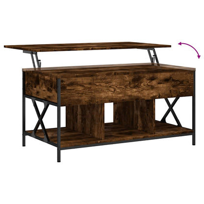 vidaXL Couchtisch Räuchereiche 100x55x50 cm Holzwerkstoff und Metall