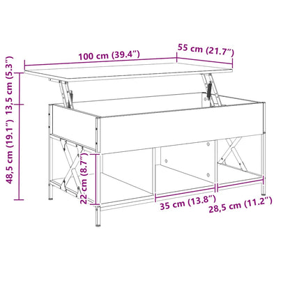 vidaXL Couchtisch Grau Sonoma 100x55x50 cm Holzwerkstoff und Metall