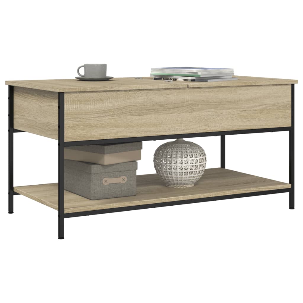 vidaXL Couchtisch Sonoma-Eiche 100x50x50 cm Holzwerkstoff und Metall