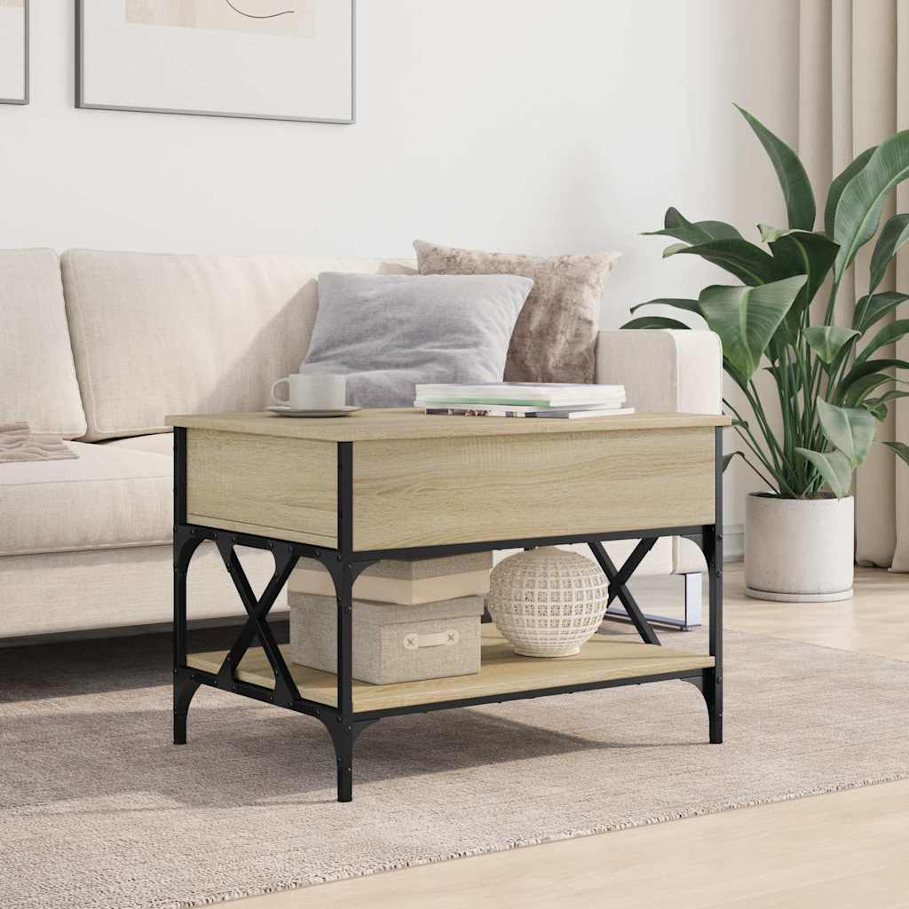 vidaXL Couchtisch Sonoma-Eiche 70x50x50 cm Holzwerkstoff und Metall