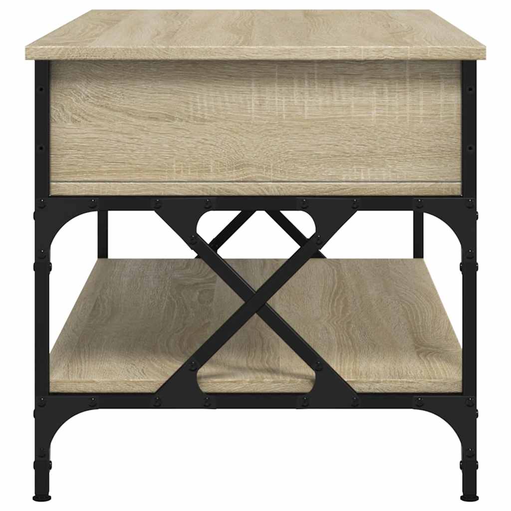 vidaXL Couchtisch Sonoma-Eiche 100x50x50 cm Holzwerkstoff und Metall