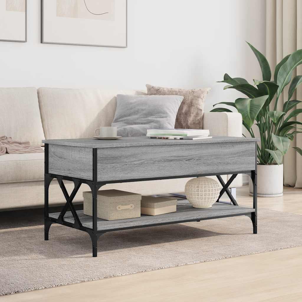 vidaXL Table basse gris Sonoma 100x50x50 cm en bois d'ingénierie et métal