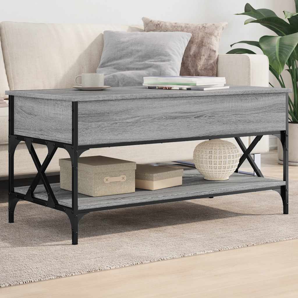 vidaXL Table basse gris Sonoma 100x50x50 cm en bois d'ingénierie et métal