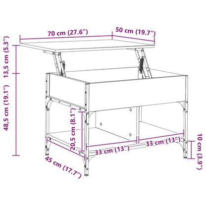 vidaXL Couchtisch Braun Eichen-Optik 70x50x50 cm Holzwerkstoff Metall