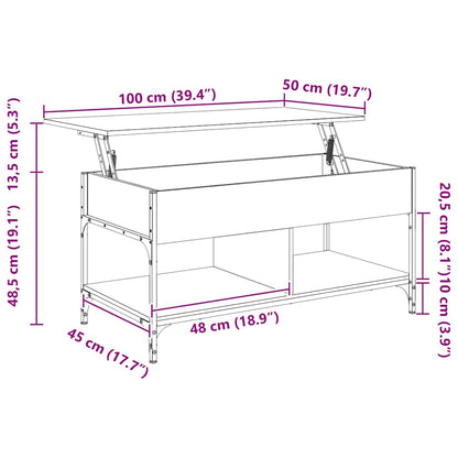vidaXL Couchtisch Grau Sonoma 100x50x50 cm Holzwerkstoff und Metall