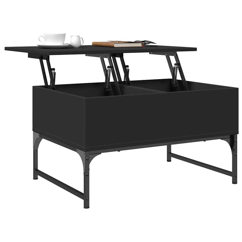 vidaXL Table basse noire 70x50x40 cm Bois d'ingénierie et métal