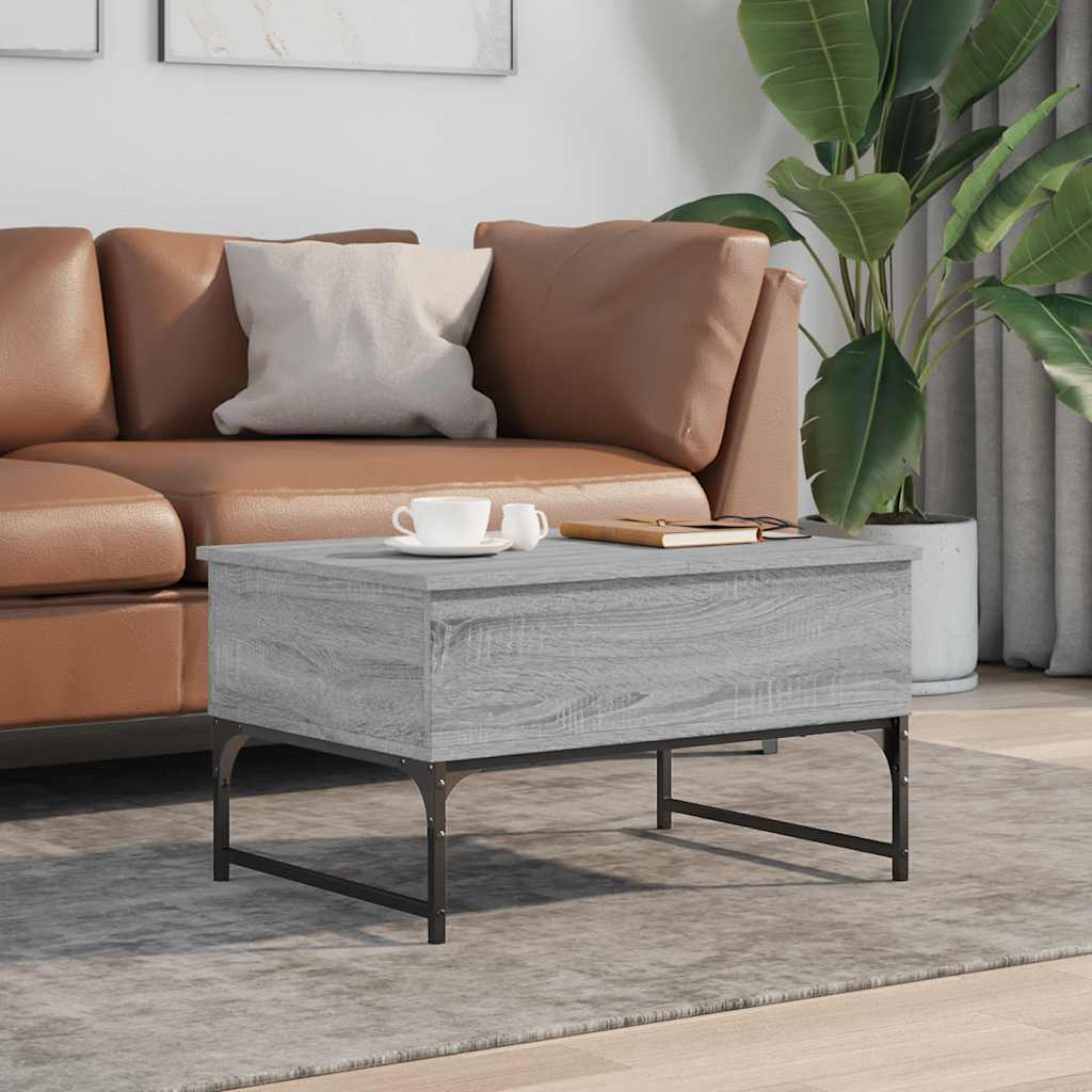 vidaXL Table basse grise Sonoma 70x50x40 cm, bois d'ingénierie et métal