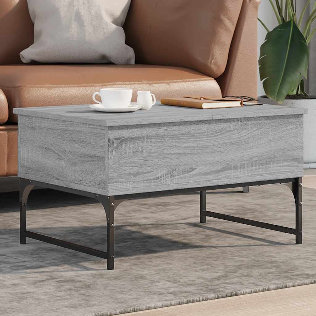 vidaXL Table basse grise Sonoma 70x50x40 cm, bois d'ingénierie et métal