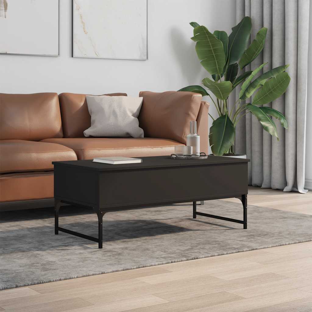 vidaXL Table basse noire 100x50x40 cm, bois d'ingénierie et métal