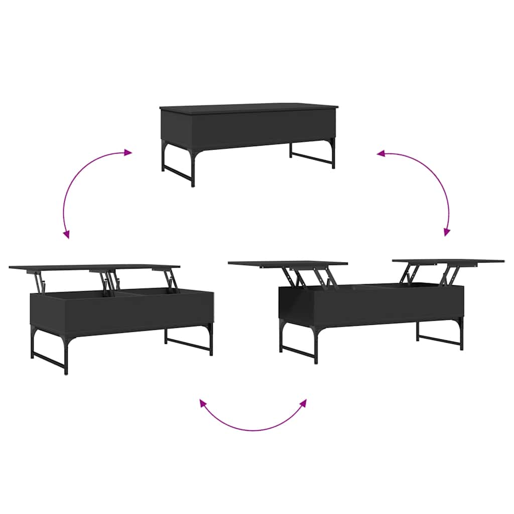 vidaXL Table basse noire 100x50x40 cm, bois d'ingénierie et métal