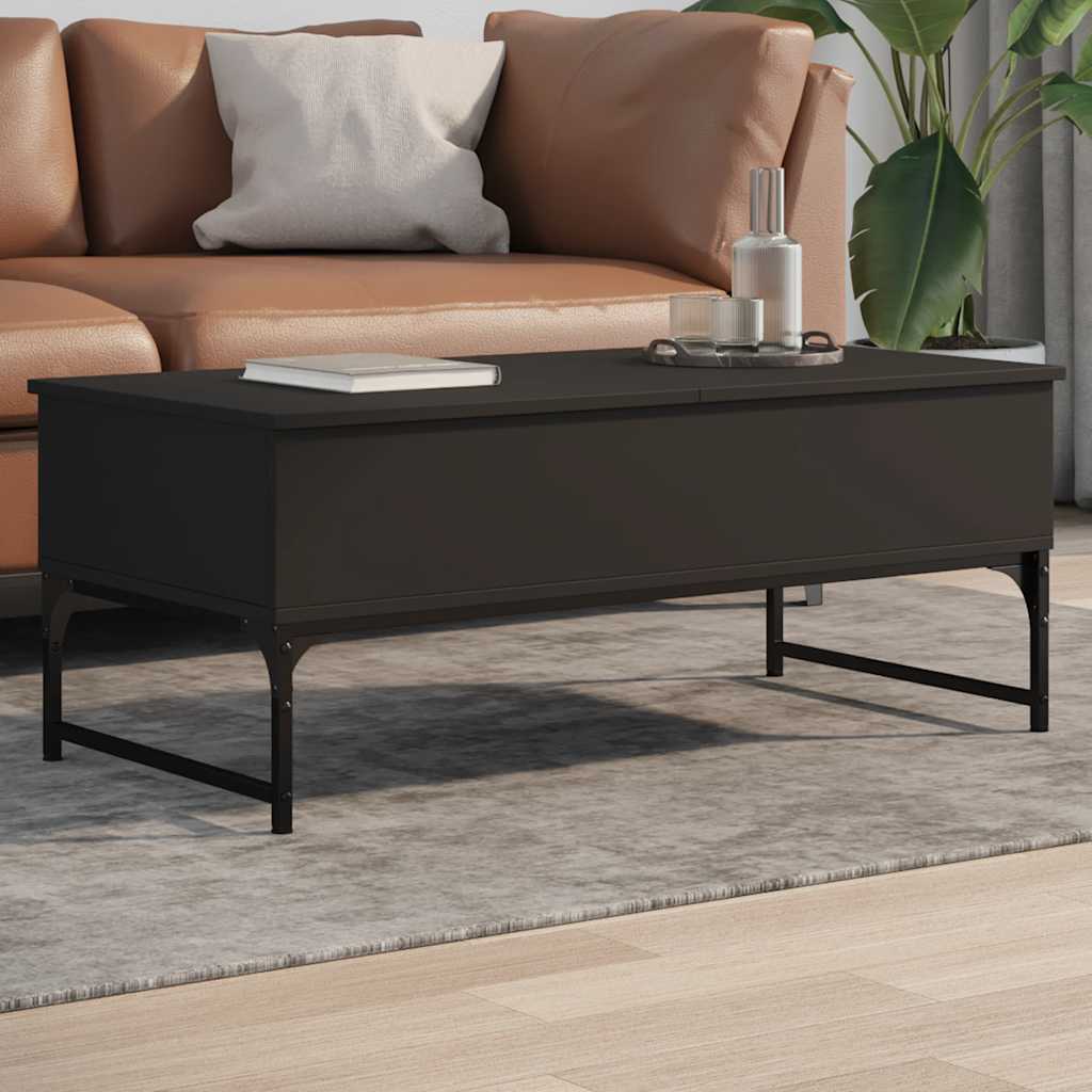 vidaXL Table basse noire 100x50x40 cm, bois d'ingénierie et métal