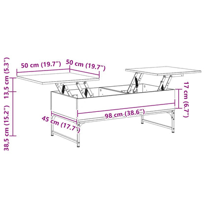 vidaXL Couchtisch Braun Eichen-Optik 100x50x40 cm Holzwerkstoff Metall