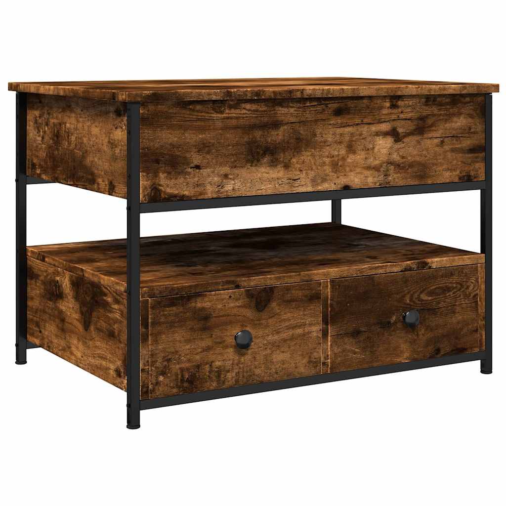 vidaXL Couchtisch Räuchereiche 70x50x50 cm Holzwerkstoff und Metall