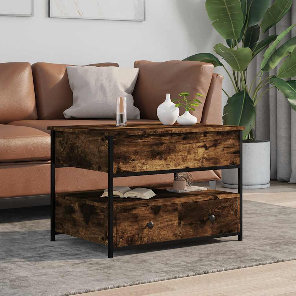 vidaXL Couchtisch Räuchereiche 70x50x50 cm Holzwerkstoff und Metall