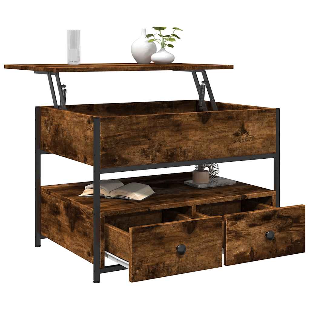 vidaXL Couchtisch Räuchereiche 70x50x50 cm Holzwerkstoff und Metall