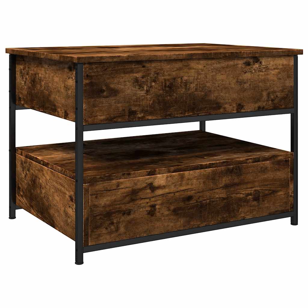 vidaXL Couchtisch Räuchereiche 70x50x50 cm Holzwerkstoff und Metall