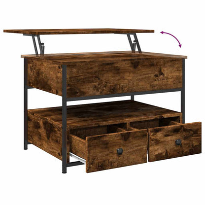 vidaXL Couchtisch Räuchereiche 70x50x50 cm Holzwerkstoff und Metall