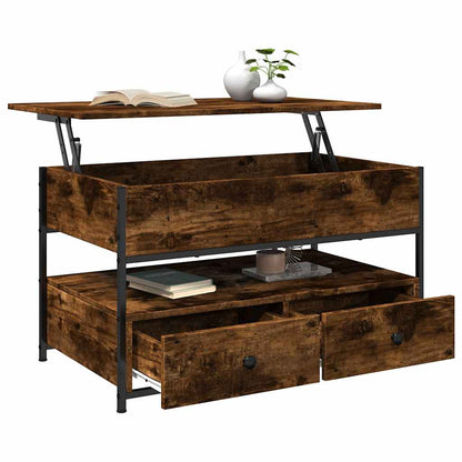 vidaXL Table basse chêne fumé 85x50x50 cm, bois d'ingénierie et métal