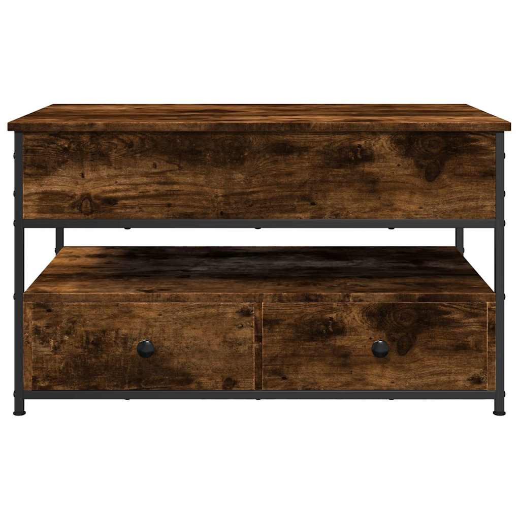 vidaXL Table basse chêne fumé 85x50x50 cm, bois d'ingénierie et métal