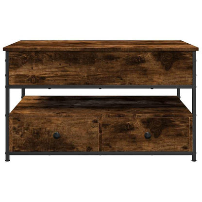 vidaXL Table basse chêne fumé 85x50x50 cm, bois d'ingénierie et métal