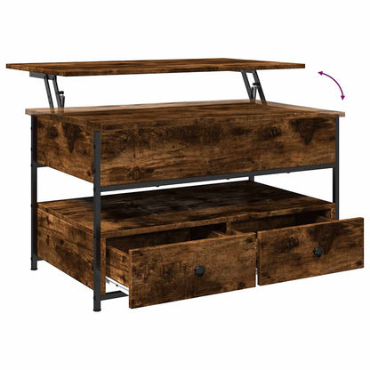 vidaXL Table basse chêne fumé 85x50x50 cm, bois d'ingénierie et métal