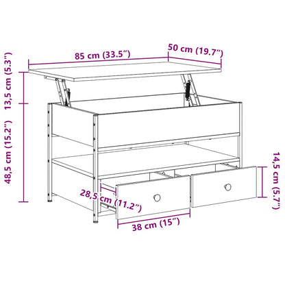 vidaXL Table basse chêne fumé 85x50x50 cm, bois d'ingénierie et métal