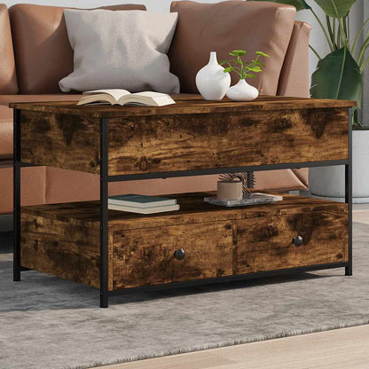 vidaXL Table basse chêne fumé 85x50x50 cm, bois d'ingénierie et métal