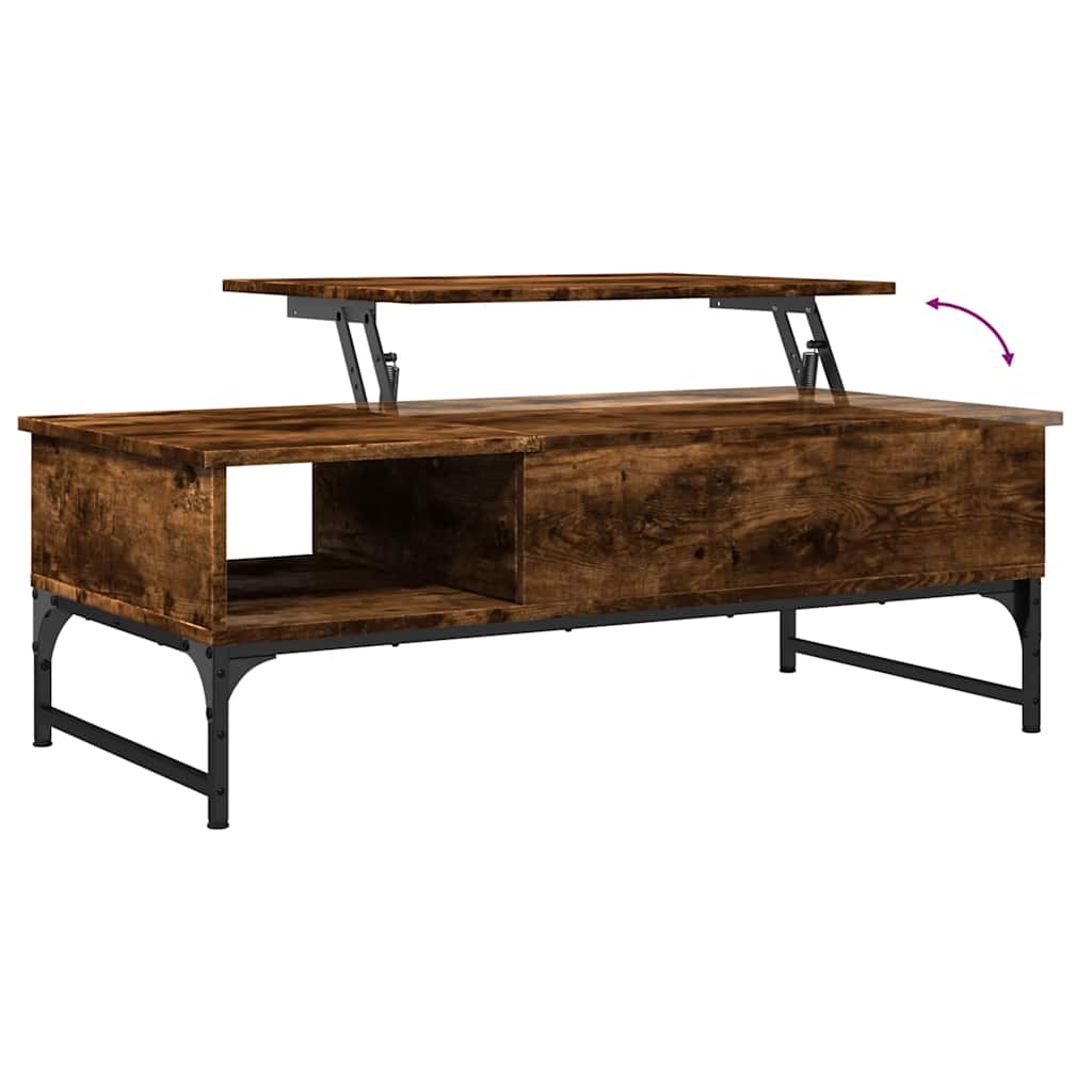 vidaXL Table basse chêne fumé 100x50x35 cm bois d'ingénierie et métal