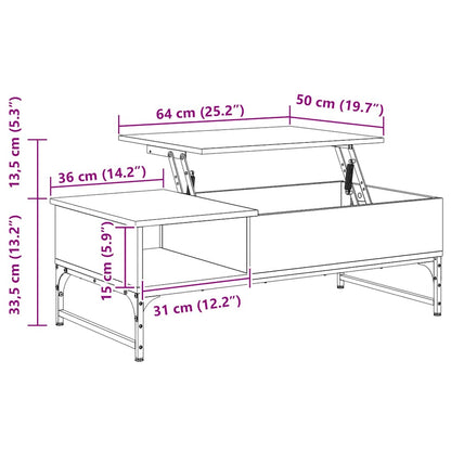 vidaXL Table basse chêne fumé 100x50x35 cm bois d'ingénierie et métal