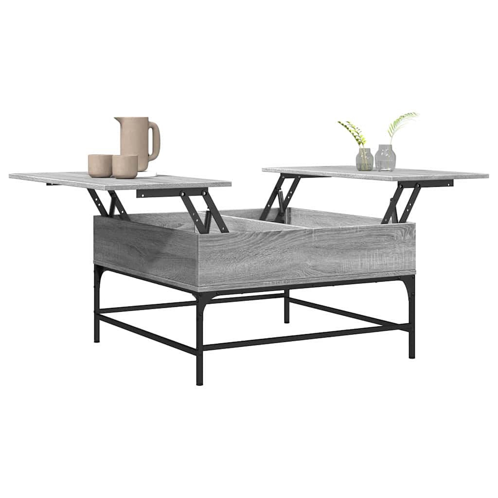 vidaXL Couchtisch Grau Sonoma 80x80x45 cm Holzwerkstoff und Metall