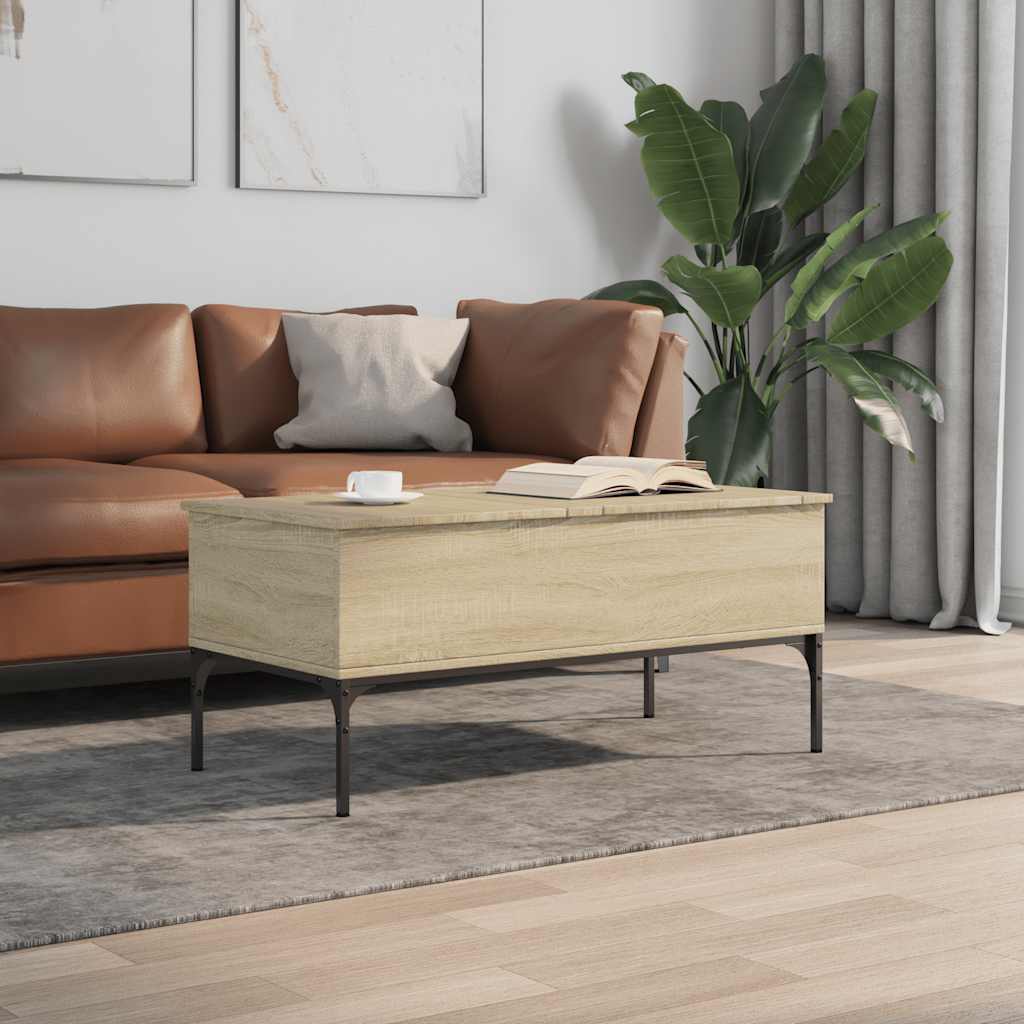 vidaXL Table basse chêne Sonoma 100x50x45 cm bois d'ingénierie et métal