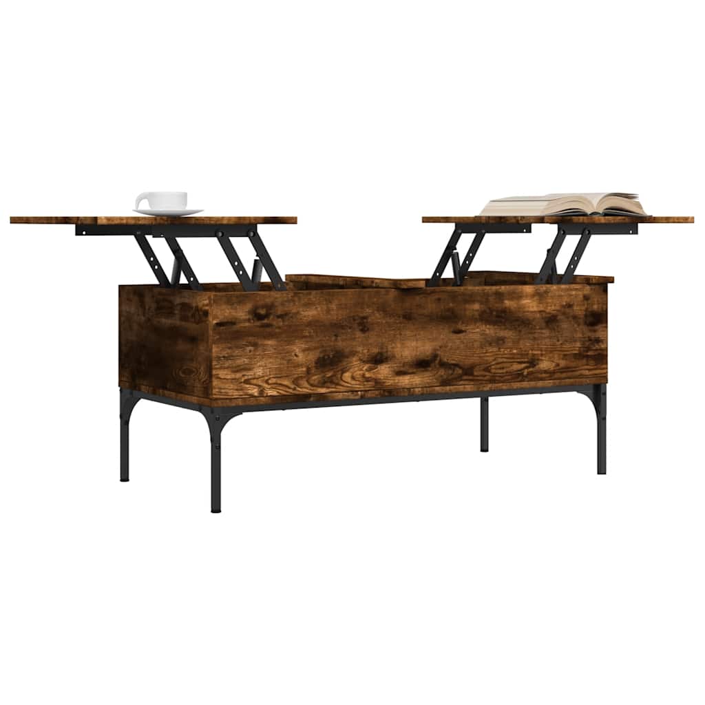 vidaXL Table basse chêne fumé 100x50x45 cm bois d'ingénierie et métal