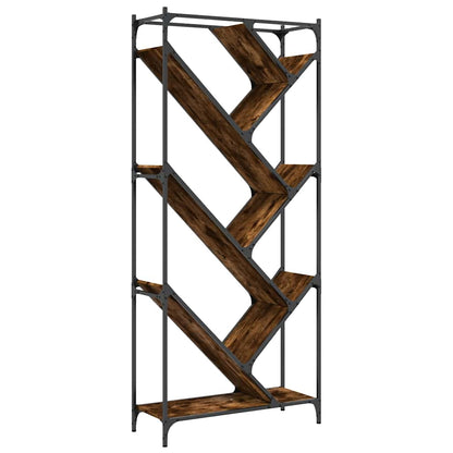 vidaXL Bücherregal Räuchereiche 79x30x180 cm Holzwerkstoff und Metall