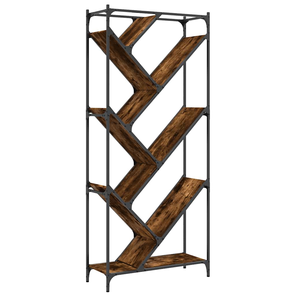vidaXL Bücherregal Räuchereiche 79x30x180 cm Holzwerkstoff und Metall