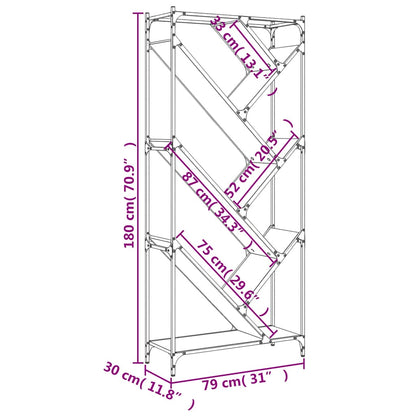 vidaXL Bücherregal Räuchereiche 79x30x180 cm Holzwerkstoff und Metall