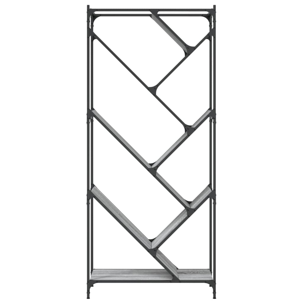 vidaXL Bücherregal Grau Sonoma 79x30x180 cm Holzwerkstoff und Metall