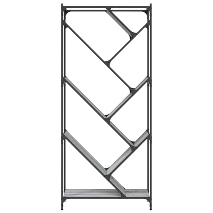 vidaXL Bücherregal Grau Sonoma 79x30x180 cm Holzwerkstoff und Metall