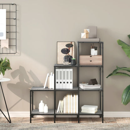 vidaXL Bücherregal Grau Sonoma 92x30x102 cm Holzwerkstoff und Metall