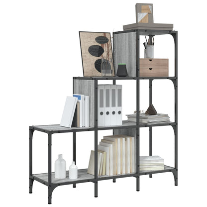 vidaXL Bücherregal Grau Sonoma 92x30x102 cm Holzwerkstoff und Metall