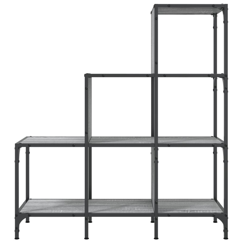 vidaXL Bücherregal Grau Sonoma 92x30x102 cm Holzwerkstoff und Metall