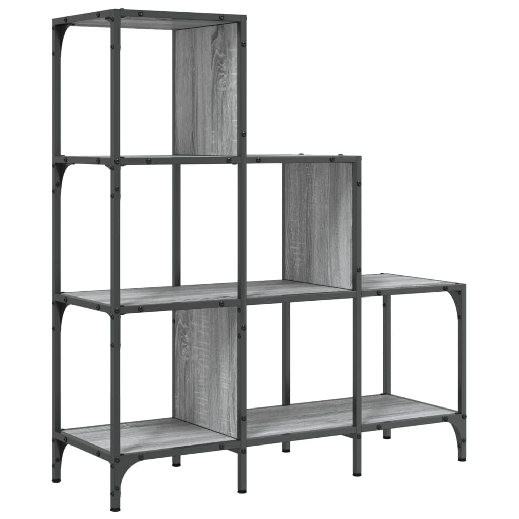 vidaXL Bücherregal Grau Sonoma 92x30x102 cm Holzwerkstoff und Metall