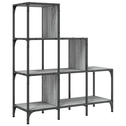 vidaXL Bücherregal Grau Sonoma 92x30x102 cm Holzwerkstoff und Metall