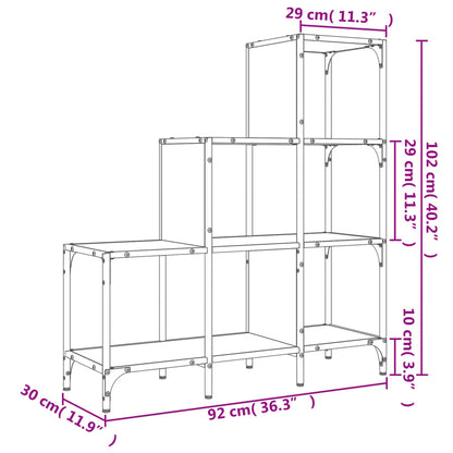 vidaXL Bücherregal Grau Sonoma 92x30x102 cm Holzwerkstoff und Metall