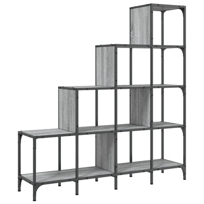 vidaXL Bücherregal Grau Sonoma 122x30x132 cm Holzwerkstoff und Metall