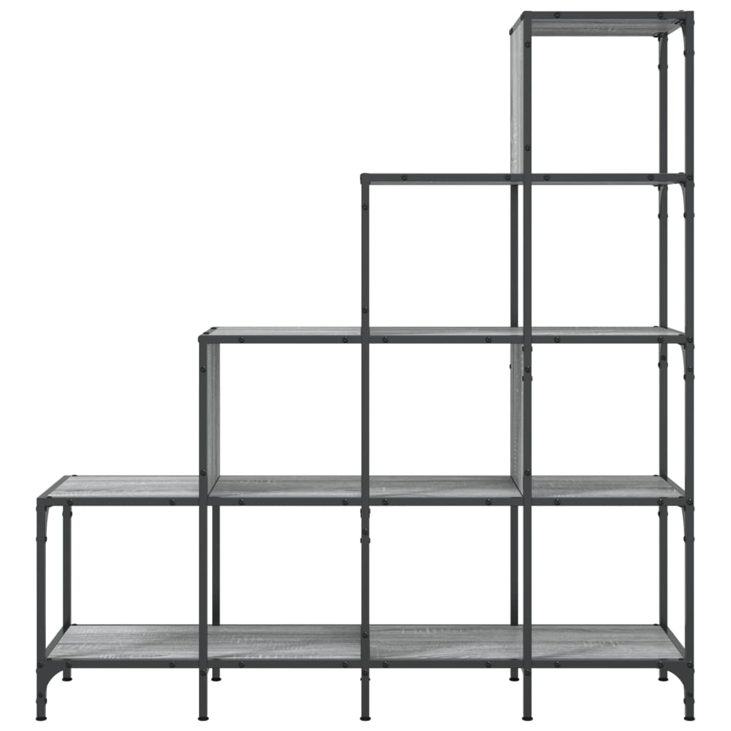 vidaXL Bücherregal Grau Sonoma 122x30x132 cm Holzwerkstoff und Metall