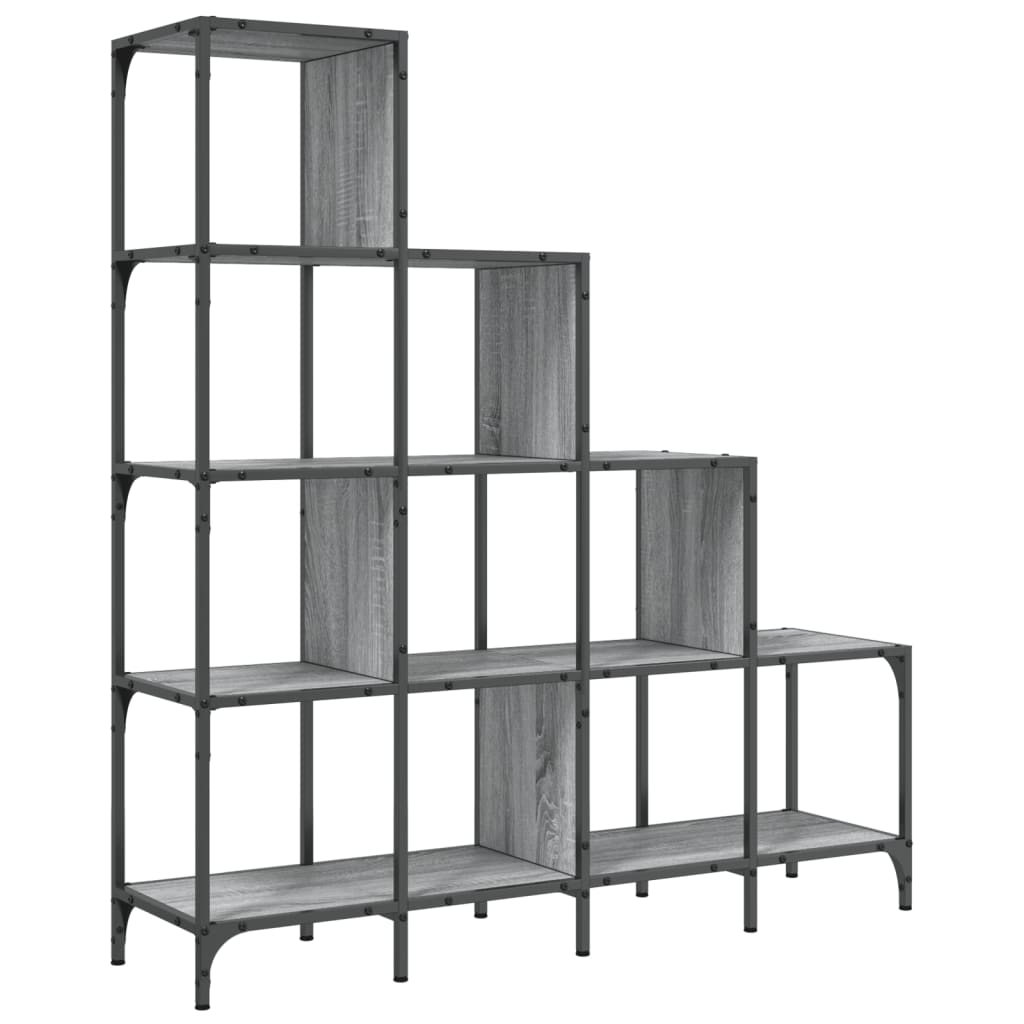 vidaXL Bücherregal Grau Sonoma 122x30x132 cm Holzwerkstoff und Metall