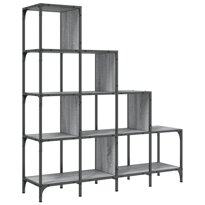 vidaXL Bücherregal Grau Sonoma 122x30x132 cm Holzwerkstoff und Metall
