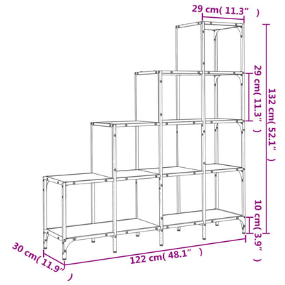 vidaXL Bücherregal Grau Sonoma 122x30x132 cm Holzwerkstoff und Metall