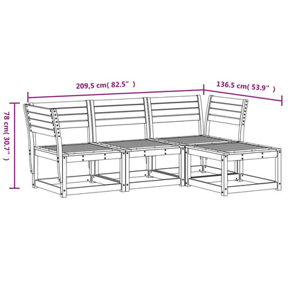 vidaXL Ensemble de mobilier de jardin 4 pcs Blanc Bois de pin massif